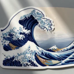 japanese wave art, sticker