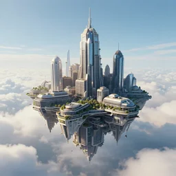a floating city in the clouds, 4 k, artstation