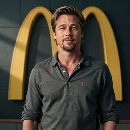 Brad Pitt working at McDonalds, cgsociety, artstation, cinematic