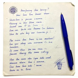 a old  paper with aboriginal  writing and doodles, blue ballpoint pen, annotations and scratches, 1200 dpi, 8k