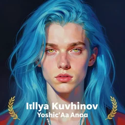 ilya kuvshinov with long sky blue hair, gold eyes, boy face, professional digital painting, concept art, award - winning photography, cinematic, wlop, color block, pop, hip, art by andy warhol, pixiv art, yoshitaka amano