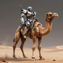 cyberdyne systems model 1 0 1 or the t - 8 0 0 riding a robot camel, 4 k, hyperdetailed photorealism