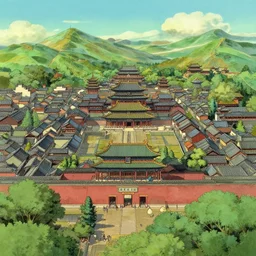ming dynasty, city, in the style of studio ghibli, j. c. leyendecker, greg rutkowski, artem