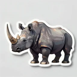 die cut sticker of side profile of anime rhino