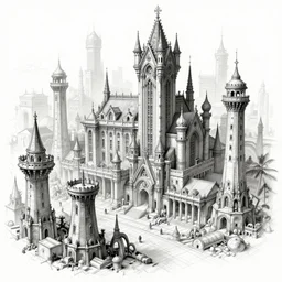 machinarium city, sketch, fantasy style, super high detail, super high quality, talented artist, trending on artstation