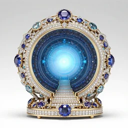 detailed jewel figurine depicting an interdimensional portal, made by faberge. macro photography.