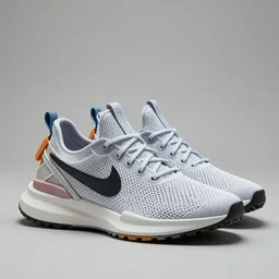 retro futuristic Nike Space Hippie sneakers by syd mead, knitted mesh material, matte painting, geometric shapes