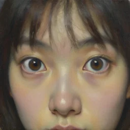 her eyes wide by zdzisław, oil on canvas
