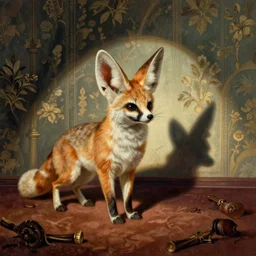 surrealistic painting of a dream that includes a fennec by dali, wallpaper