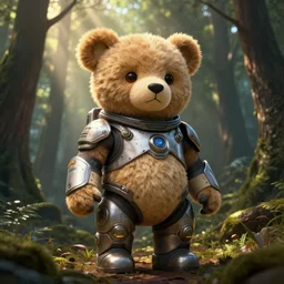 mean fluffy teddybear wearing a Crysis Nanosuit in a forest with rays of light coming through the canopy, masterpiece, dystopian, sci-fi, extremely detailed, digital painting, sculpted in zbrush, artstation, concept art, smooth, sharp focus, illustration, chiaroscuro lighting, golden ratio, incredible art, artgerm, greg rutkowski, alphonse mucha, simon stalenhag, carravaggio