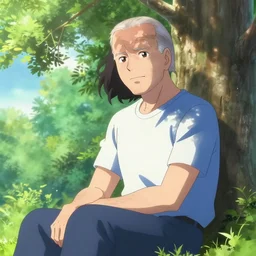 photorealistic Joe Biden as an anime girl sitting under a tree, anime key visual, digital art, anime screenshot, kyoto animation, makoto shinkai, trending on artstation