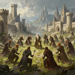 elves sieging a city, fantasy art