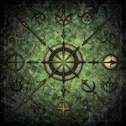 detailed digital art of precolombine symbols by tim burton inspired