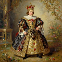 the royal king's ant by greg hildebrant lisa frank fancy rococo baroque regal oil painting high quality award winning clothed in fancy garb