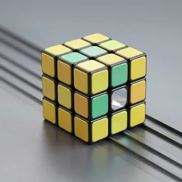 realistic portrait of a elemental rubic's cube on a mystic groove, clearcore, clean