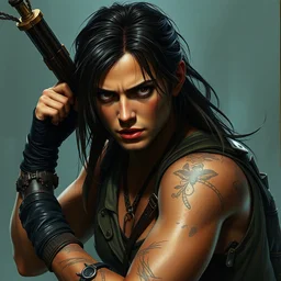 keanu reeves as lara croft in tomb raider, game art