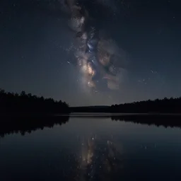 night sky reflected in the water, landscape photo by maxfield - parrish