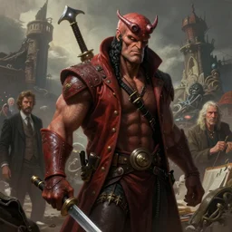 digital painting, epic hyper realistic hellboy, gorgeous lighting by kim jung giu, mucha, bautista and norman rockwell and greg rutkowski and tom bagshaw and disney and dreamworks and pixar