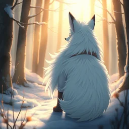 an anthropomorphic medieval snow fox with a fluffy tail in the forest, trending on artstation, trending on furaffinity, digital art, by kawacy, anime, furry art, warm light, backlighting