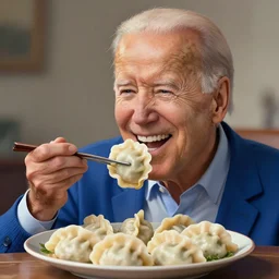 happy biden eats dumplings, concept art, trending on artstation, highly detailed, intricate, sharp focus, digital art, 8 k