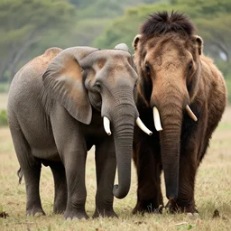 a elephant mixed with woolly mammoth with woolly mammoth hair
