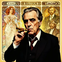 A portrait of a bad guy , older male , smoking a cigar , stark style , tron  ,by Stanley Artgerm Lau, Greg Rutkowski, Thomas Kinade ,Alphonse Mucha, Loish, Norman Rockwell ,trending on artstation , rule of thirds, golden ratio ,HD 4k