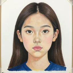 a high school girl's local competition winning portrait painting of the face of a person named dolly hoffpants