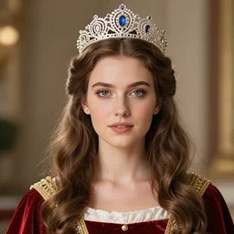 beautiful princess with a tiara, royal, realistic portrait, 8 k, extremely detailed