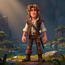 Guybrush Threepwood, pixel art, style of Pixar