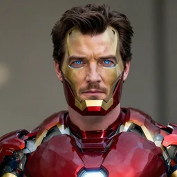 close up detailed portrait mid shot henry cavill wearing iron man armor