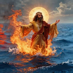 Moses splits the sea that one part of the sea is made of fire and another part is Water