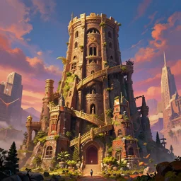 tower of babel doom, hell on earth, Karlkka, trending on Artstation, 8K, highly detailed, vibrant colors