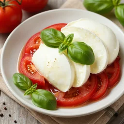 basil, spices, tomatoes, mozzarella