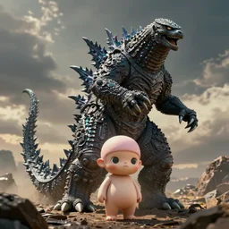 pororo in style of godzilla, classic film