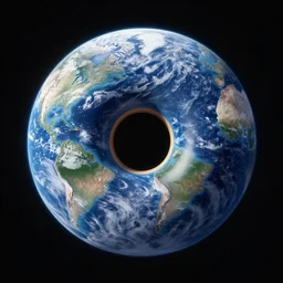 photorealistic of earth planet shape of donut