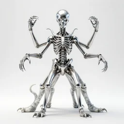 stylized shiny polished silver statue full body extra limbs bizarre cosmic horror quadruped animal ( skeleton ) four legs made of marble of slug creature tendrils, perfect symmetrical body, perfect symmetrical face, hyper realistic, hyper detailed, by johannen voss, by michelangelo, octane render, blender, 8 k, displayed in pure white studio room