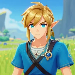 an in game portrait of link from genshin impact, genshin impact art style.