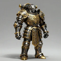 black and gold baroque detailed filigree armor warhammer turnaround concept art