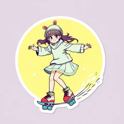 anime girl skating sticker