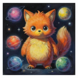 interdimensional furby ruling over celestial bodies. this gouache painting by the award - winning mangaka has dramatic lighting, an interesting color scheme and intricate details.
