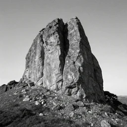 zen cairn, black and white photo