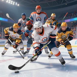 the care bears playing ice hockey dream mercy and winston from overwatch!!!!!, extremely detailed, sharp focus, wide view, full body shot, smooth, digital illustration, by james jean, by rossdraws, frank franzzeta, mcbess, sakimichan, brosmin, danton fadeev, steve simpson