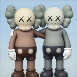 two souls by shusei nagaoka, kaws, david rudnick, airbrush on canvas, pastell colours, cell shaded, 8 k