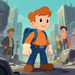 a vault boy in postapocalypse city, by greg rutkowski and greg staples and dan mumford