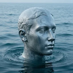 a human head sculpture made out of water on the ocean water, cinematic, in the style of chad knight, long shot, hyper detailed, hyper realistic, ray tracing, 8 k resolution, sharp focus, realistic water, award winning
