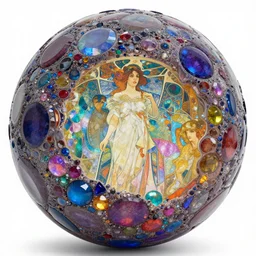 inside a sphere with spheric walls made of fractal gems, fractal crystals, 180 degree view, hyper realistic, octane render, colorful, vibrant, cinematic, amazing details, by james jean, brian froud, ross tran, alphonse mucha, Olafur Eliasson