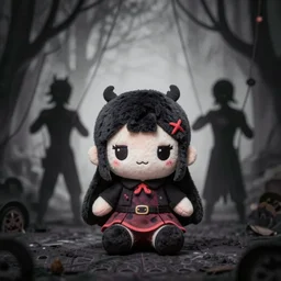 cute fumo plush of the dark shadowy group which pulls the strings from the shadows, secret leader girl