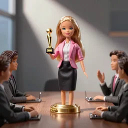barbie doll office worker presenting, board room meeting