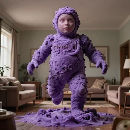 cinestill of a giant form made of purple wax float through the living room and purple foam film still from the movie directed by david lynch with art direction, 8 k, hd, high resolution, 3 5 mm, f / 3 2, ultra realistic faces, lost highway