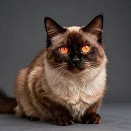 studio photograph of a birman cat, with eyes of fire, warm brown colorpoints, hd, studio lighting, stock photo, longhaired, anatomically accurate